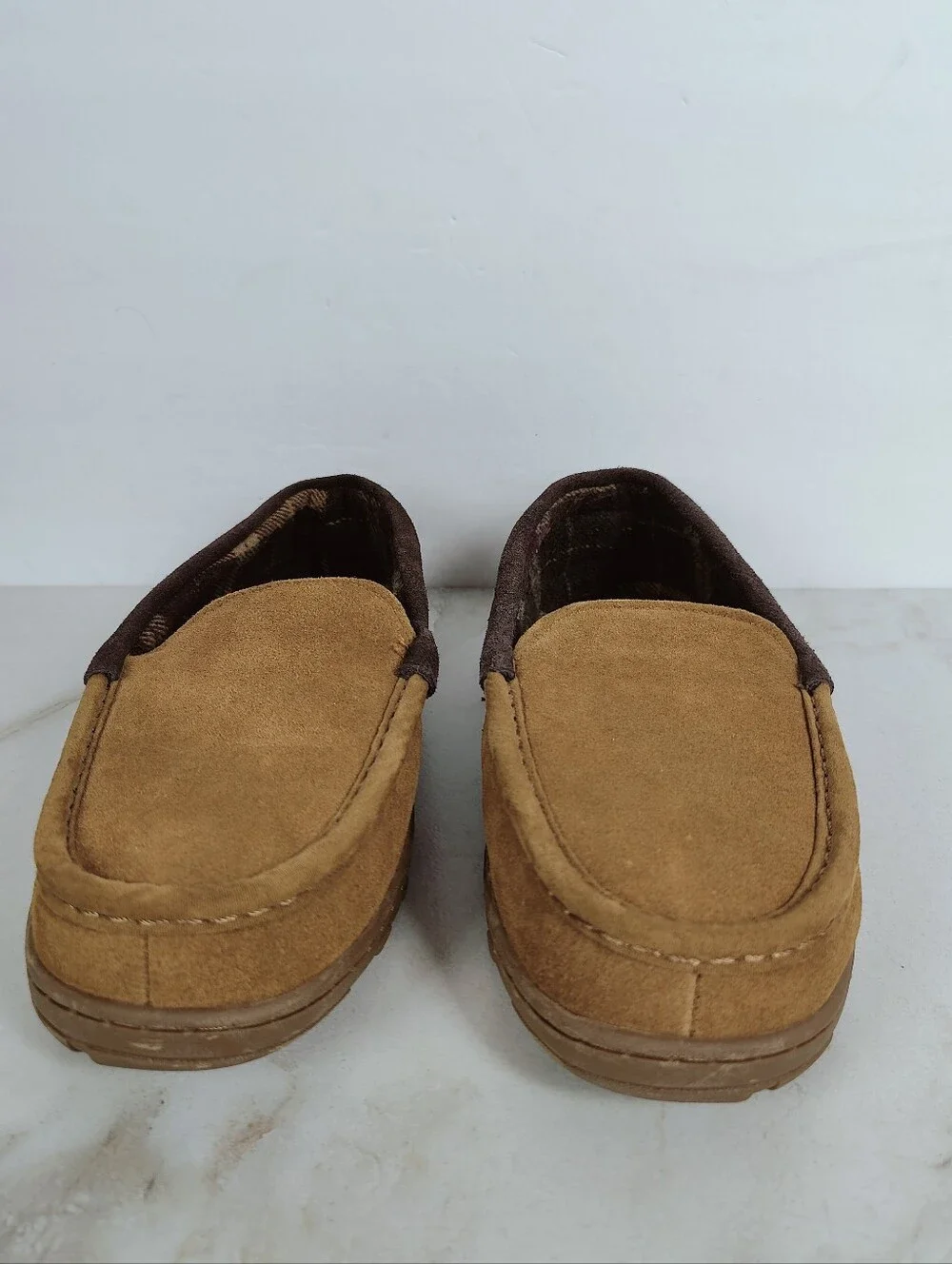 NWOT Chaps Men's Genuine Suede Moccasin Indoor Outdoor Slippers, XL (11-12)